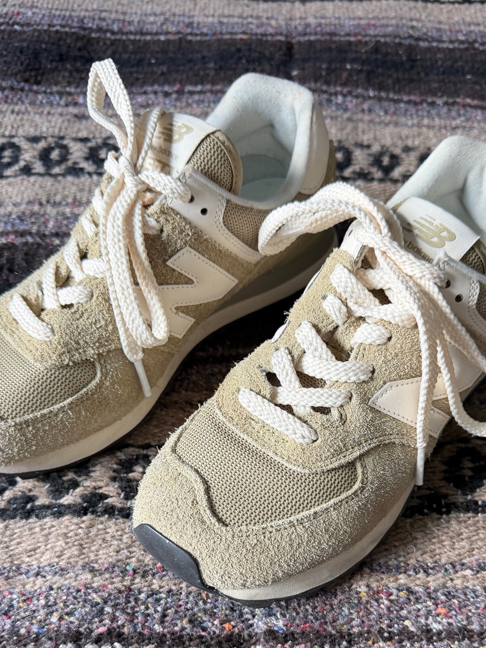 New Balance 574 Tan/Beige Suede Heritage Sneakers — Women's US 8 (Men's US 6.5)
